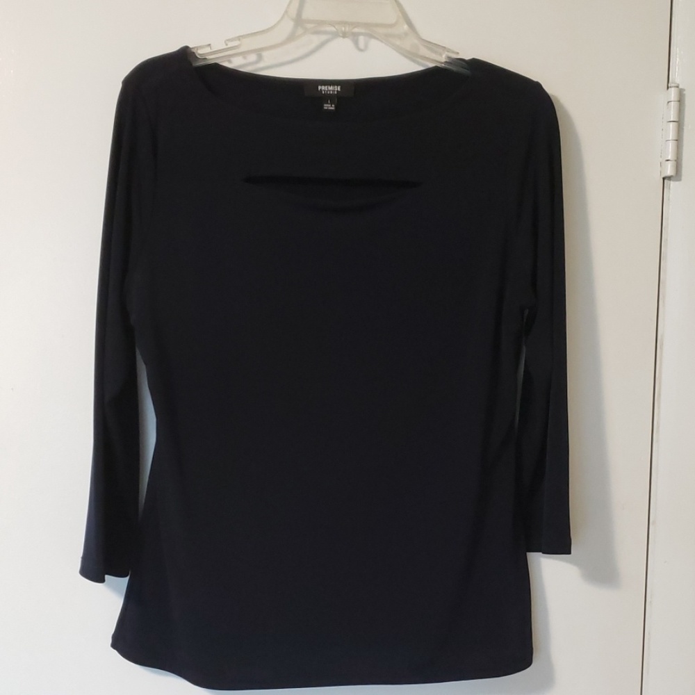 Navy blue keyhole top